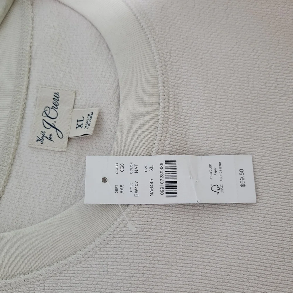 J Crew Long-sleeve textured sweater-tee BW407 Sz XL NWT